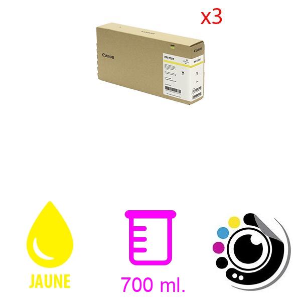 Original pack 3 Cartouche Canon PFI-710 Jaune (2357c003)