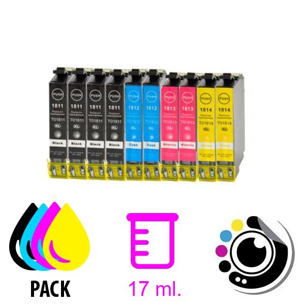 Pack de 10 Cartouches Compatibles Epson T1811/2/3/4 - 18XL