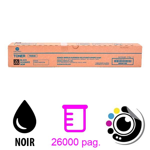 Toner Original Konica Minolta Bizhub C258 / C308 / C368 Noir A8DA150 / TN-324K / TN324