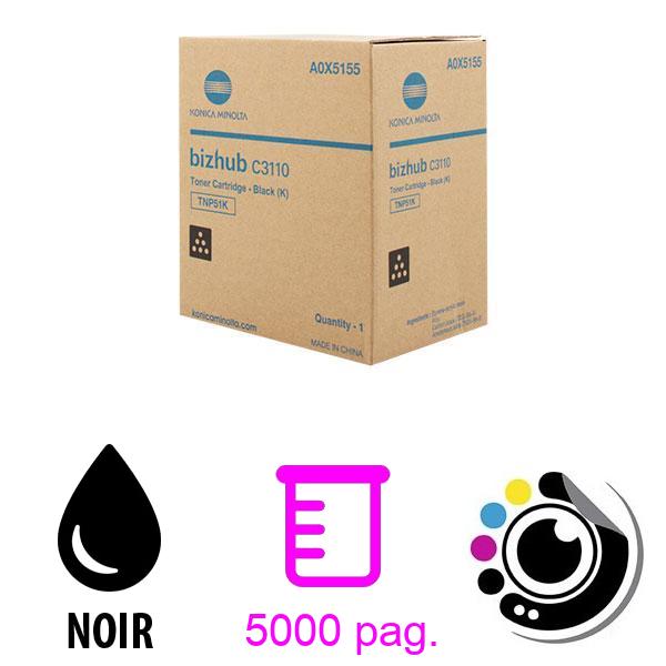 Toner Original Konica Minolta Bizhub C3110 Noir TNP51 K / A0X5155