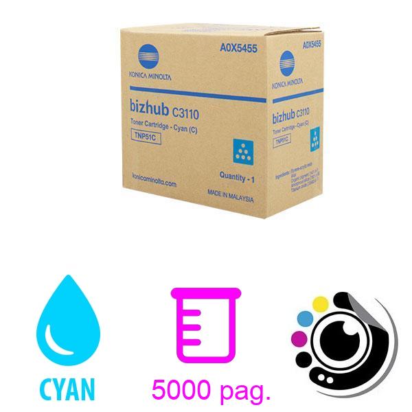 Toner Original Konica Minolta Bizhub C3110 Cyan TNP51 C / A0X5455