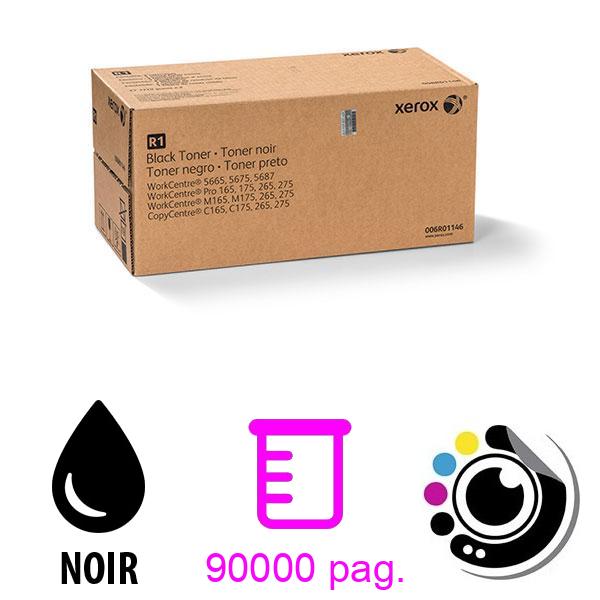 Toner Original ( x2 unités + bateau de déchets ) Xerox WorkCentre 5665 Noir 006R01146